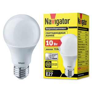 Лампа светодиодная NAVIGATOR Е27 10W  белая