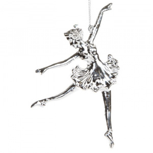 Украшение подвесное Балерина 8,5x1,9x15см, полипропилен, серебро, арт.86719