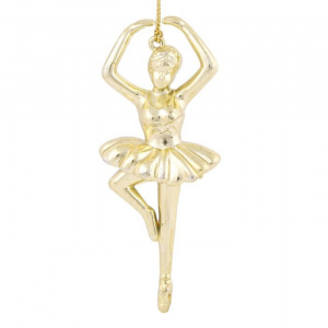 Украшение подвесное Балерина 12x5x3см, полипропилен, золото, арт.83001