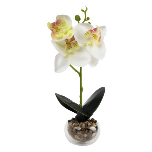 Цветок декоративный ФЕНИКС-ПРЕЗЕНТ Белая Орхидея в кашпо 88223 25х8х8см