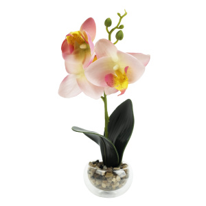 Цветок декоративный ФЕНИКС-ПРЕЗЕНТ Розовая Орхидея в кашпо 88222 25х8х8см