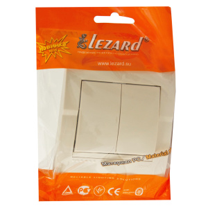 Выключатель LEZARD DERIY 2кл., крем (крем.вставка в комплекте) (702-0303-101)