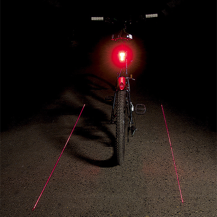 Фонарь ЯРКИЙ ЛУЧ V-052 велосипедный с лазерной подсветкой, 5 LED + 2 красных лазера, на 2xAAA