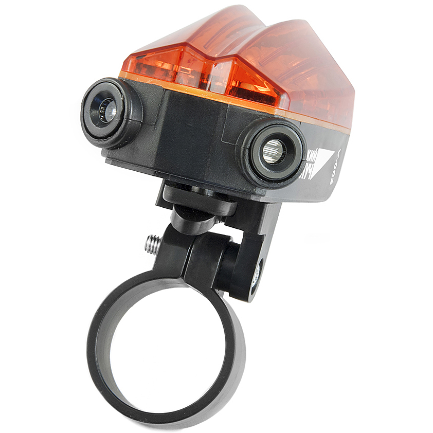 Фонарь ЯРКИЙ ЛУЧ V-052 велосипедный с лазерной подсветкой, 5 LED + 2 красных лазера, на 2xAAA