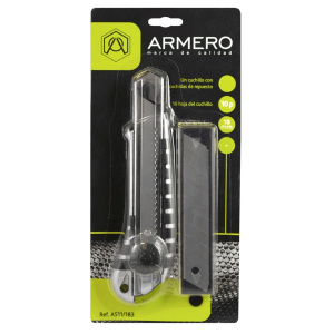 Нож с сегментным лезвием ARMERO, стальной, 10 лезвий, 18мм