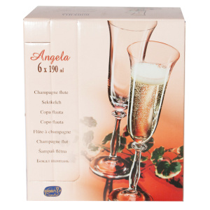 Набор бокалов для шампанского BOHEMIA CRYSTAL Анжела 40600 190мл 6шт