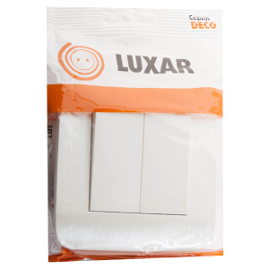 Выключатель LUXAR Deco 2-клавишный белый с рифленой рамкой 250В 10А (10.011.01)