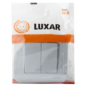 Выключатель LUXAR Deco 2-клавишный серебро с рифленой рамкой 250В 10А (10.011.03)