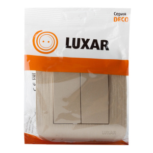 Выключатель LUXAR Deco 2-клавишный шампань с рифленой рамкой 250В 10А (10.011.05)
