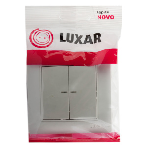 Выключатель LUXAR Novo 2-клавишный с подсветкой белый, 250В 10А (02.012.01)