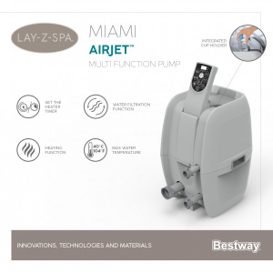 Бассейн надувной Bestway СПА Miami AirJet 2-4 чел. 180х66см, 669 л (60001)