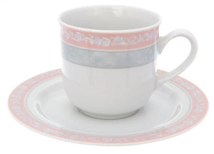 Сервиз чайный Thun1794 Яна Серый мрамор с розовым кантом 17пр 6пар