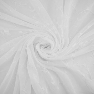 Штора тюль с вышивкой WITERRA Цветок 150х275см белый