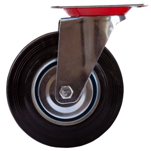 Колесо поворотное, черная резина, платформа 125мм, нагрузка до 100кг, сталь (349770)
