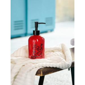 Дозатор для жидкого мыла MOROSHKA Graffity, 8х8х17,5 см, красный