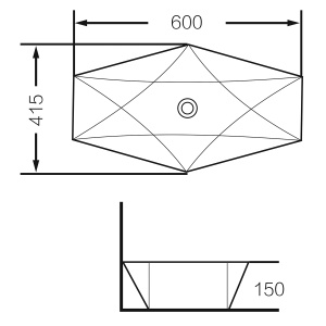 Раковина накладная GROSSMAN GR-3030 60х41,5х15, многоугольная, белая