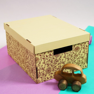 Коробка для хранения с крышкой Листья Серые 37х28х180см