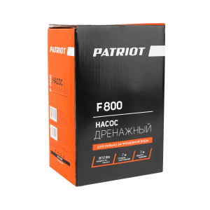 Насос дренажный PATRIOT F 800, 810Вт, 217л/мин, напор 9м, кабель 7м, глуб. 7м, 4.2кг