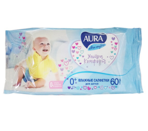 Салфетки влажные AURA Ultra comfort для детей 60шт