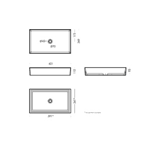 Раковина накладная SANITA LUXE Novel Slim-60 60х35х11, прямоугольная, белая