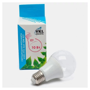 Лампа светодиодная VLED-FITO-A65-10W-E27 220V пластик VKL electric