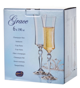 Набор бокалов для шампанского BOHEMIA CRYSTAL Грация 20639 190мл 6шт