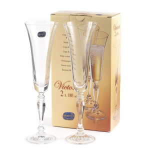 Набор бокалов для шампанского BOHEMIA CRYSTAL Виктория  200524 180мл 2шт