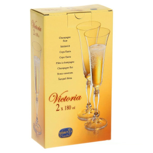 Набор бокалов для шампанского BOHEMIA CRYSTAL Виктория  200524 180мл 2шт