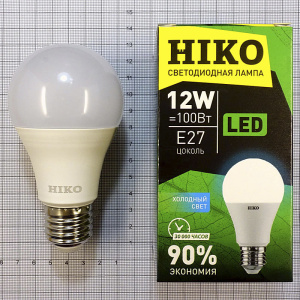 Лампа светодиодная HIKO груша 12Вт E27 4000K HK6027-412