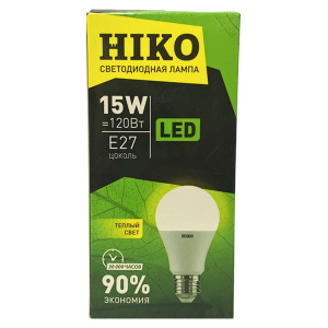 Лампа светодиодная HIKO груша 15Вт E27 3000K QH11