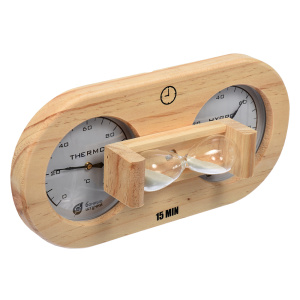 Термометр с гигрометром БАННЫЕ ШТУЧКИ Банная станция с песочными часами 27х13,8х7,5см