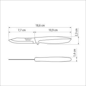 Нож кухонный TRAMONTINA Plenus для очистки овощей 7,5см серый