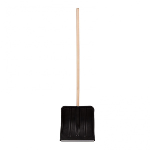 Лопата для уборки снега пластиковая, 380х385х1420 мм, деревянный черенок