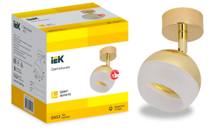 Светильник IEK 4011 накладной настено-потолочный под лампу GX53 (6170048) золото