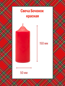 Свеча бочонок АНТЕЙ Candle 5х15см красный