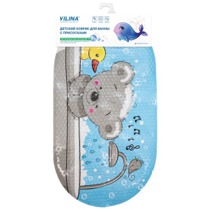 Коврик для ванны детский  ВИЛИНА Bubbles kids 38x69 (с присосками) Мишка в ванне