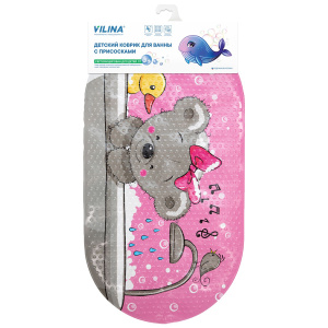 Коврик для ванны детский ВИЛИНА Bubbles kids 38x69 (с присосками)  Мишка с бантиком