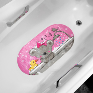 Коврик для ванны детский ВИЛИНА Bubbles kids 38x69 (с присосками)  Мишка с бантиком