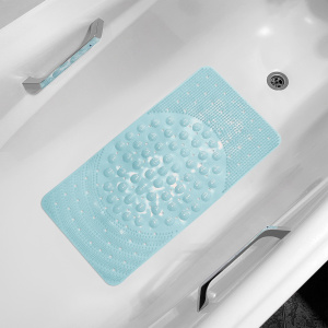 Коврик для ванны ВИЛИНА Лужайка 38х68 см, с присосками, дымчато-голубой
