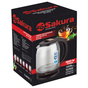 Чайник SAKURA SA-2709G PROMO 1,8л стекло серый 1800Вт