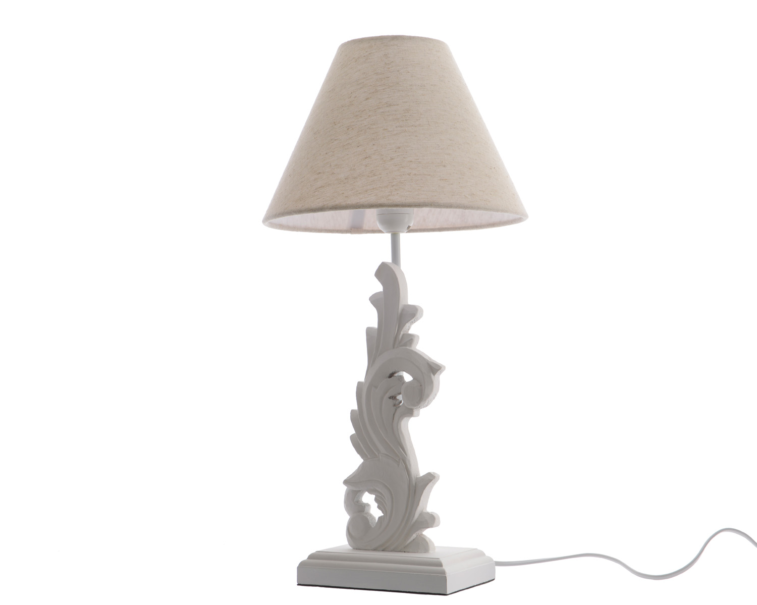 Настольная лампа КAEMINGK с абажуром 26х26х51 см, лён/ель, белый
