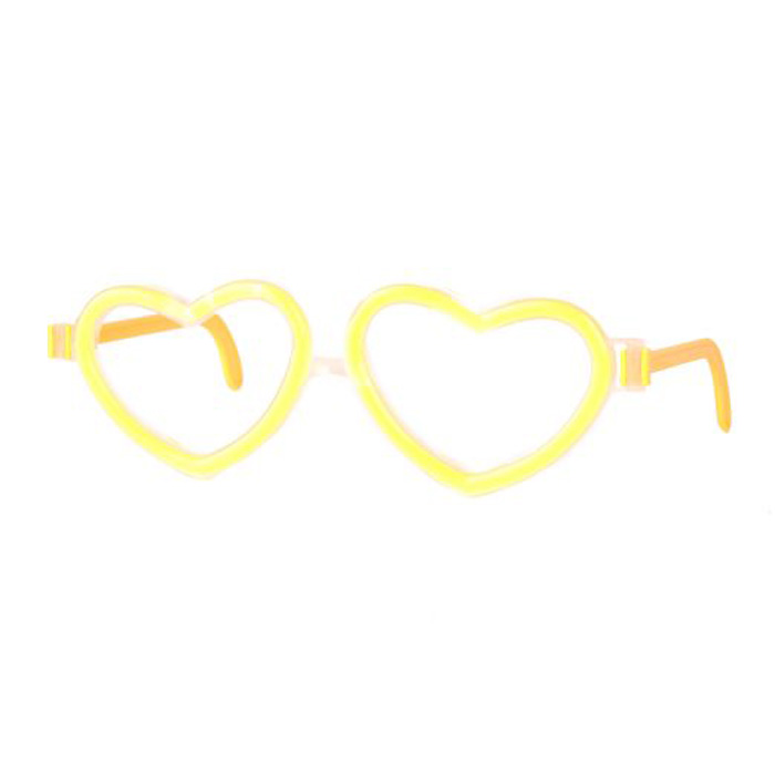 Очки светящиеся для карнавала Желтые очки сердечки 18,5x0,5x13см арт.80519