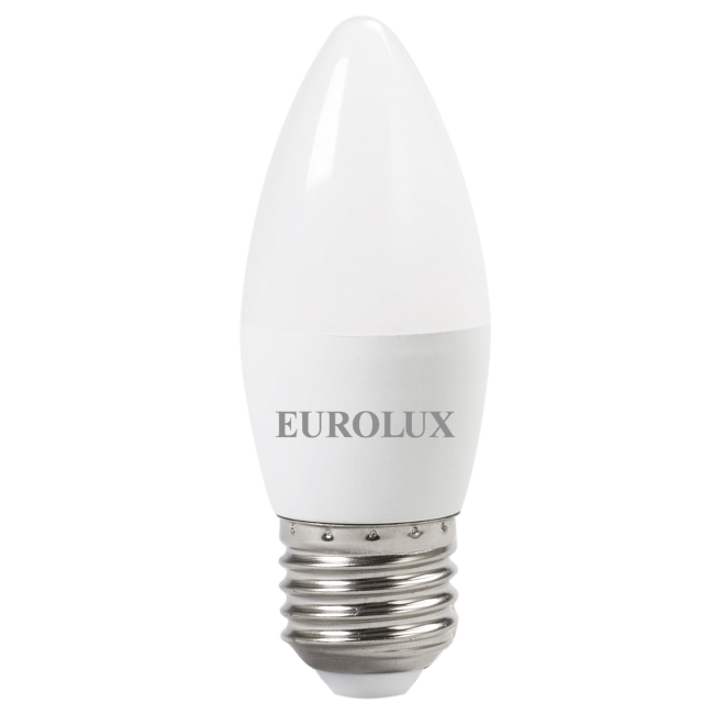 Лампа светодиодная Eurolux Е27 6W 2700К, LL-E-C37-6W-230-2,7K, свеча