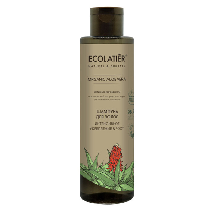 Шампунь для волос ECOLATIER Organic aloe vera Интенсивное укрепление &amp; Рост 250мл купить в интернет-магазине Доминго
