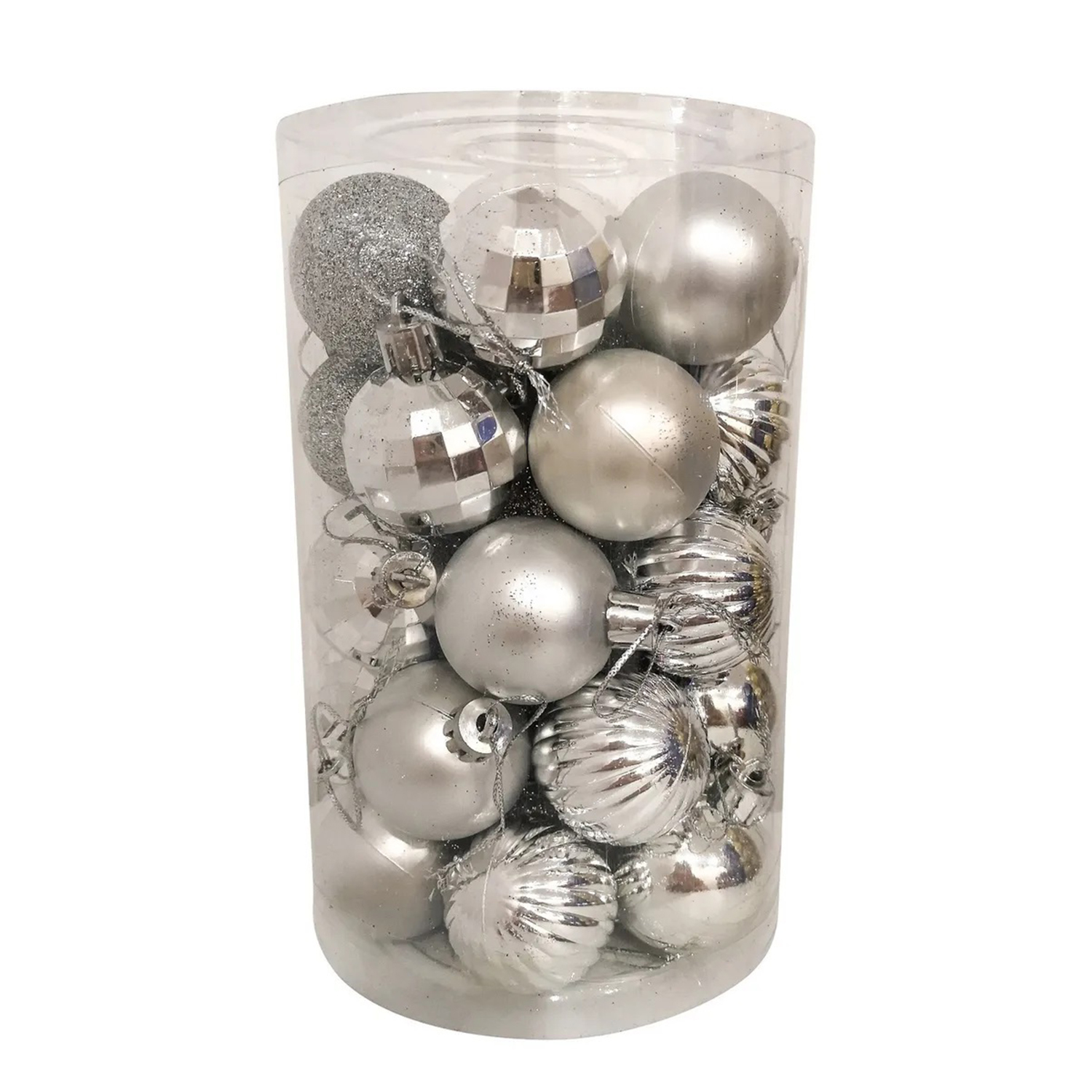 Набор ёлочных украшений SXMAS JCB01 34 шт, диаметр 4 см, цвет серебряный