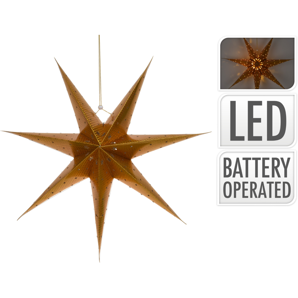 Светильник новогодний электрический KoopmanINT, звезда 60см, 10 led ламп, работает от батареек 2xАА