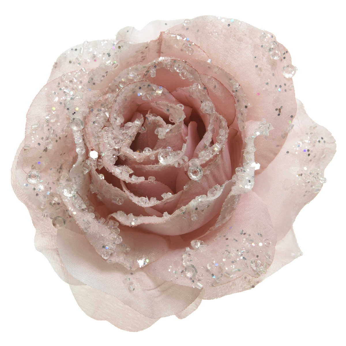 Украшение новогоднее Kaemingk Роза на клипсе, розовый, 629993