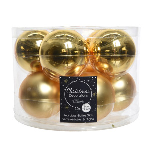 Набор новогодних шаров Kaemingk d6см (10шт) стекло золото