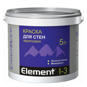 Краска ELEMENT I-3 в/д для стен, акриловая (5л)