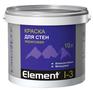 Краска ELEMENT I-3 в/д для стен, акриловая (10л)